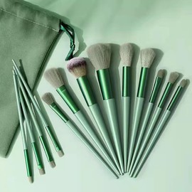 ccHuDE 13 Pcs Makeup Brushes Set Professional Eyeshadow Blush Brushes Soft Bristle Foundation Brush Angled Face Brush Synthetic Concealers Brushes with Velvet Pouch Brown