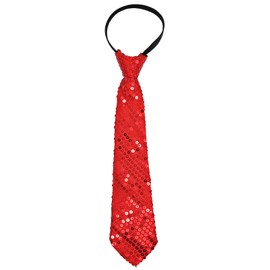 Rumnoke Kids Sequin Pre-Tied Necktie Child Adjustable Sparkle Neck Tie Glitter Ties for Dance Party Stage Performance Costume Red