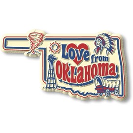 Love from Oklahoma Vintage State Magnet by Classic Magnets, 3D Rubber Vintage-Style Collectible Souvenirs and Gifts Made in The USA, 3.4" x 1.9"
