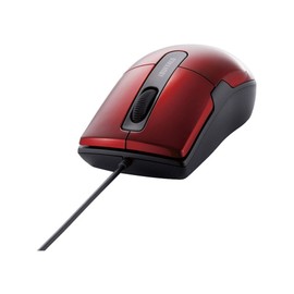 BUFFALO BSMBU26SM Series Wired Blue LED Mouse, Silent, 3 Buttons, Medium Size, BSMBU26SMRD, red