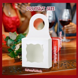 ISKYBOB 20Pcs Wine Bottle Box with Window, Kraft Paper Wine Boxes for Gifts Hanging Wine Treat Box Mini Charcuterie Boxes Champagne Bottles Box for Christmas Decor, White Wave