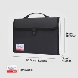 Extra Large Foolscap/Legal Size 13 Pockets Expanding File Folder with Handle,TRANBO Portable Accordion File Organizer,Expandable Plastic Document Wallet for Paper Work Travel School Office - Black