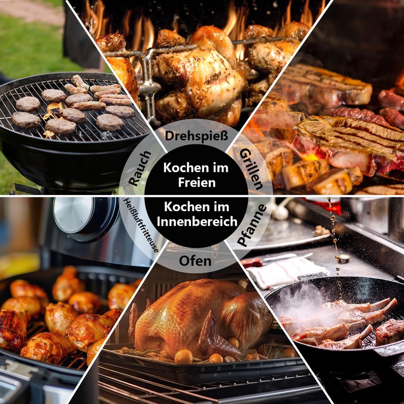 BFOUR Wireless Meat Thermometer with 2 Wireless, Grill Thermometer Bluetooth,