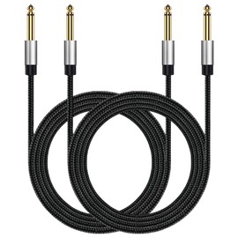 2 Pack Guitar Cables, 1/4 Inch Instrument Cable With 6.35mm Straight Ts Jack, 1/4 Inch TS Male To Male Input/Output Jack Lead Guitar Cables for Guitars Keyboards Amplifiers Mixers Microphones（2m)