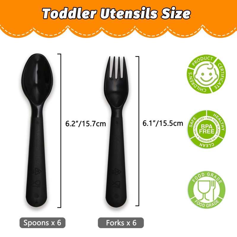Muulaii 12 Pcs Kids Spoons and Forks Toddler Utensils Plastics