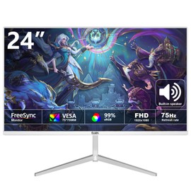 DJiEX 24 inch Gaming Computer Monitor FHD 1920x1080p 75Hz Refresh Rate 16:9 Aspect Ratio Ergonomic Tilt Sync Visual Experience for Work & Play Home Office Support Wall Mount Install（75 * 75mm）