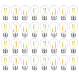 Jslinter 50-Pack 2W S14 LED String Light Bulbs, 120LM, 2700K Warm White, Shatterproof