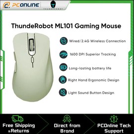 ThundeRobot ML101 2.4G Wireless Mouse with Ergonomic Design, 1600 DPI Sensor, Long-Lasting Battery, Light Sound Button, and Superior Tracking - Color: Pink
