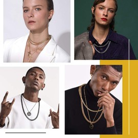 PROSTEEL Gold Plated Necklace for Men Chain Women Choker 6MM Width 18Inch Long