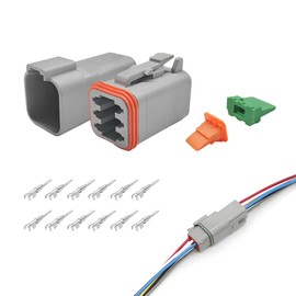 ZNDAW DT 6 Pin Connector Kit, 16 AWG Automotive Waterproof Electrical Plug 6 Way Male Female Socket, DT04-6P DT06-6S Connectors with Crimp Wire Terminals for Car Truck Motorcycle