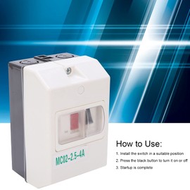 Motor Circuit Breaker MC02-2.5-4A 50/60Hz Motor Protection Switch IP55 Waterproof Circuit Breaker Isolator Electronic Components for Electric Motor 220V/380V