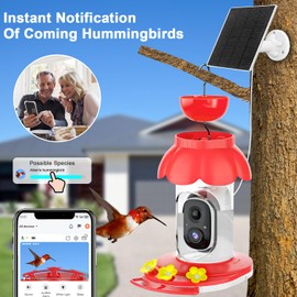 SECUHOME Hummingbird Feeder with Camera, Smart Hummingbird Feeder Camera Solar Powered with AI Identify, Auto Capture Bird Videos & Motion Detection, Ideal Gift for Bird Lovers