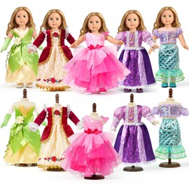 WONDOLL 18 Inch Doll Clothes and Accessories 5-Piece Princess Dress Up Set - Complete Outfits for 18 Inch Dolls - Perfect for Dress Up Play & Birthday Gifts (No Doll)