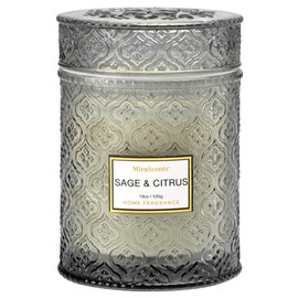 Sage & Citrus Scented Candles, Large Natural Soy Candle, 88 Hours Burning Time, Decorative Candles in Glass, Aromatherapy Candle Gift for Women, 19oz
