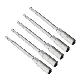 CoCud Quick-Change Nut Setter Driver Bit, 10mm Metric 150mm Length 1/4" Shank, CR-V No-Magnetic Straight Shank Setter Drill Bits - (Applications: for Auto Repair) - 5pieces