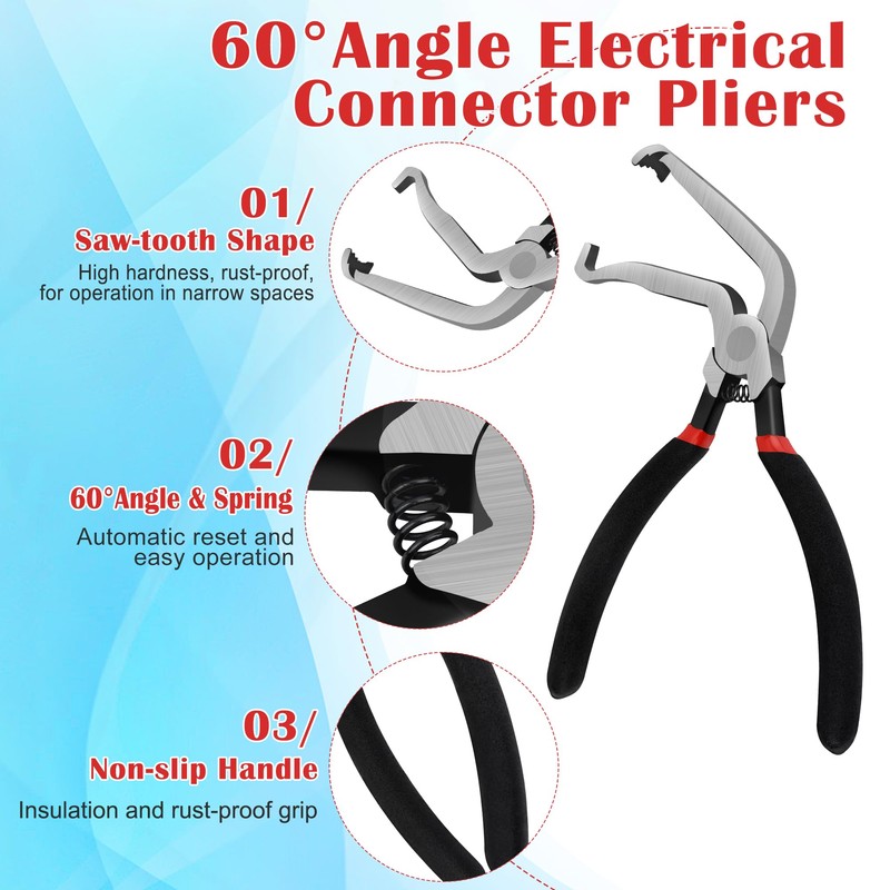 Anglekai 4PCS Electrical Disconnect Pliers, Straight and 60°Electrical Connector Separator