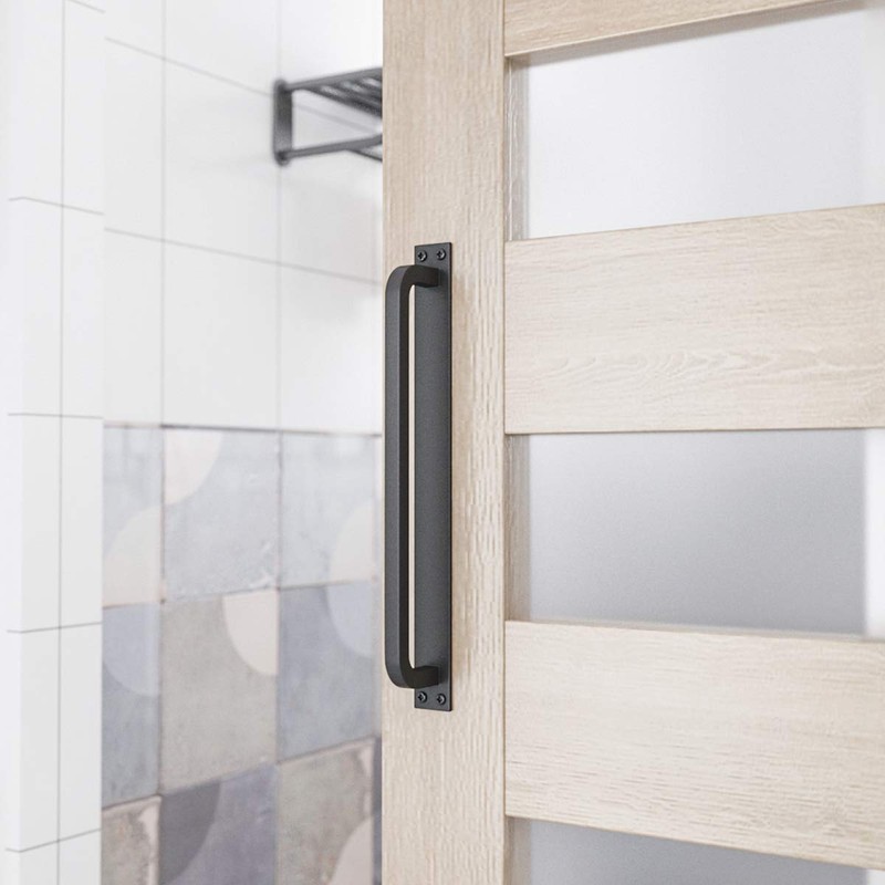 SMARTSTANDARD 12” Antique Rustic Handmade Barn Door Handle, Black Flush