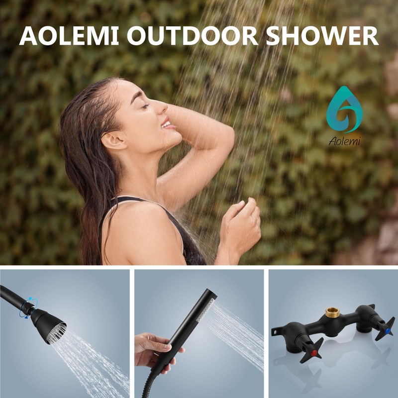 Aolemi Wall Mount Outdoor Shower Kit,Outdoor Shower Fixtures Faucet System
