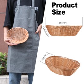 25 Pack Oval Poly Wicker Basket, 9 x 6 x 2.6 Inch Poly Wicker Bread Baskets, Medium Size Gift Baskets for Kitchen, Christmas Gifts, Centerpiece Display, Storing Bread, Fruits, Vegetables, by GNIEMCKIN