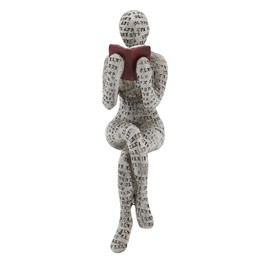 Reading Girl Resin Statue, Pulp Thinker Style Figurines Abstract Shelf Sculptures Bookcase Collectible Bookshelf Decor Fashioned Decorative Object for Home Modern Office Library Desktop Decor(D)