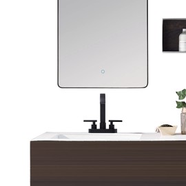 TRUSTMI 4" Centerset Bathroom Faucet 3 Hole, High Flow Waterfall Spout, Matte Black | Commercial Grade Stainless Steel | 360° Swivel, with Pop-Up Drain & cUPC Lines