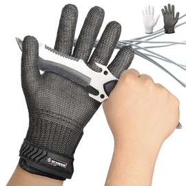 Schwer Ultimate Cut Resistant Gloves Beyond ANSI A9, Reinforced Stainless Steel Glove, Food Grade Mesh Metal Gloves for Butcher Meat Cutting, Oyster Shucking, Mandoline, Non-PFAS, PR1708 (L, 1 PCS)