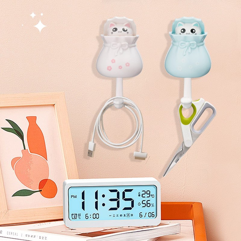 ISKYBOB Set of 4 Peek-A-Boo Cat Wall Hooks Cute Peeping