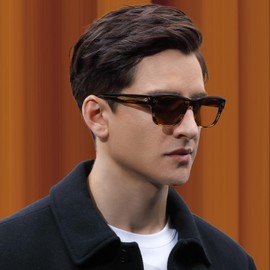 CARFIA Fashion Polarised Mens Sunglasses UV400 Protection Modern Retro Acetate Square Shades Driving Eyewear