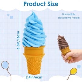 YOUEON 6 Pcs Artificial Ice Cream Cones, Simulated Ice Cream Model Set, Lifelike Fake Display Props for Home Decor, Kitchen, Cabinet, Shop, Showcase, Party, Photography