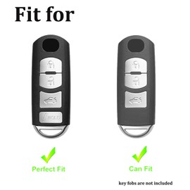 Arruweer Key Fob Cover for Mazda Key Fob Case Holder Protector Compatiable with Mazda 3 6 8 Miata MX-5 CX-3 CX-5 CX-7 CX-9 Car Accessories Keychain