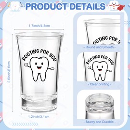 Pickmesh 12 Sets Dental Graduation Gifts Dentist Gard Appreciation Gifts with 1.2oz Rooting for You Shot Glasses Tooth Be Told You Are Amazing Fun Cards Gift Bag for Assistant Hygienist(Teeth,Rooting)