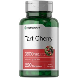 Horbäach Tart Cherry Extract Capsules | 3600mg | 220 Pills | Non-GMO, Gluten Free | Traditional Herbal Supplement