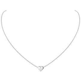 ChicSilver 925 Sterling Silver Heart Pendant Initial Necklace for Women | Letter Necklaces | G Initial