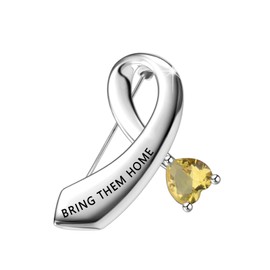 CENWA Bring Them Home Awareness Yellow Ribbon Brooch Pin Hostage Awareness Support Israel, copper and zircon, no gemstone