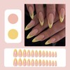 Almond Press on Nails Medium - 24Pcs French Tip Yellow