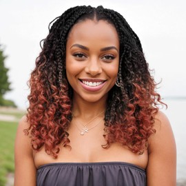 6 Packs Goddess Box Braids Crochet Hair With Curly Ends 14 Inches Boho Braids Crochet Hair for Black Women (1b/350, 14" - 6 Packs)