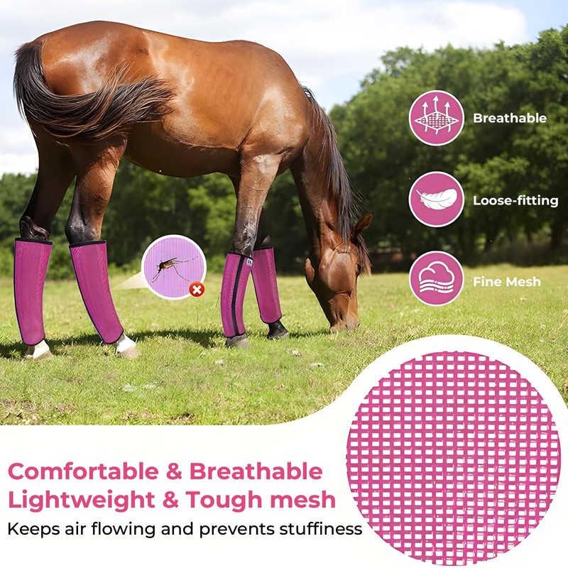 KUEIOX Mesh Horse Fly Boots Set of 4，Adjustable and Universal