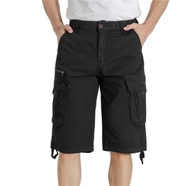 DGWZ Mens Elastic Waist Cargo Shorts Zipper Pocket Relaxed Fit Stretch Cotton Hiking Camo Cargo Shorts for Men