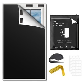 Blackout Blinds, 300x145cm Stick On Temporary Curtains, 100% Blackout Fabric for Windows, Portable Cut to Any Size for Nursery, Travel and Bedroom, Sleep Enhancing (Pure Black Style)