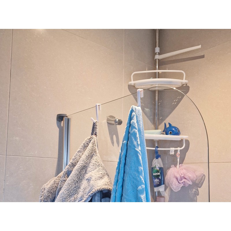 Decoralin Shower Glass Door Hooks Bathroom Plastic Towel Robe Holder