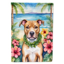 Caroline's Treasures DAC6490GF Pit Bull Terrier Luau Garden Flag Mailbox Flag Decorative Yard Flag Banner Outside Patio Artwork Yard Flower Beds, Garden Size, Multicolor