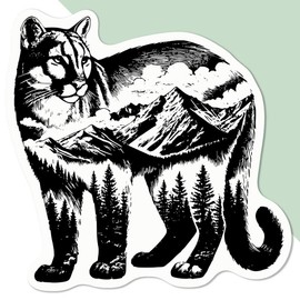 Medium 100mm 'Mountain Lion Standing' Permanent Sticker Decal for Cars/Windows/Bins/Walls etc (DW00135061)