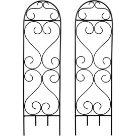 Hosley Set of 2 Iron Wave Pot Trellis 7.5" W x 27" H, Ideal Gift for Floral Arrangements Wedding or Party and Use Next to Structures Home or in Planters for Growing Floral Plants Vines and Vegetable