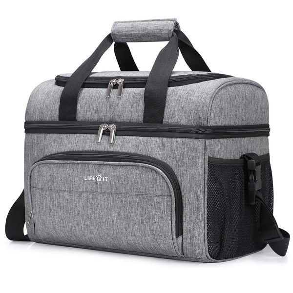 Lifewit Soft Cooler Bag 32-Can Lightweight Portable Cooler Tote Double Layer Grey