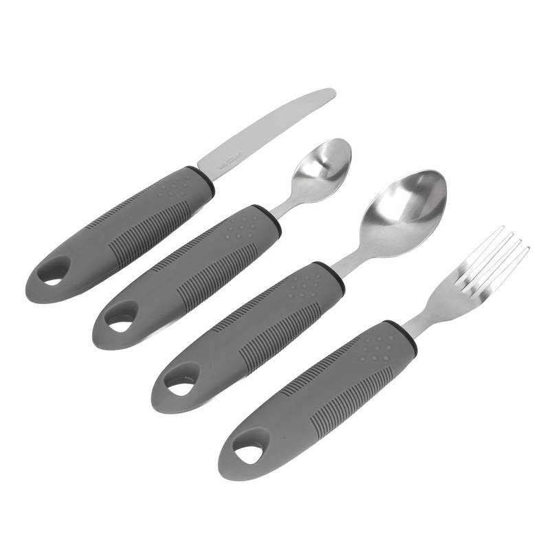 4Pcs Adaptive Utensils Weighted Non Slip Rubber Handle for Hand