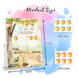 Gender Reveal Winnie the Pooh Party Games, Winnie the Pooh Theme Baby Gender Reveal Voting Board Sign, 48 Boy Girl Voting Stickers, He or She, Baby Gender Reveal Party Games for Boy or Girl Shower