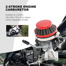 laffoonparts 19mm Carburetor Compatible with 2 Stroke 49cc 50cc 60cc 66cc 70cc 80cc Mini Pocket Bike Quad Chopper ATV With Air Filter Red