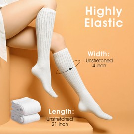 Apausvcm Women's Scrunch Crew Socks, Soft Solid Cotton Knee High Sock Slouchy Socks Cozy Long Slouch Boot Sock for Women Stacked Size 5-11