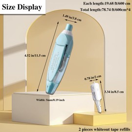 Fkereg Retractable White out Pens 2 Pack with 2 Extra Refills, Cute Correction Tape Pen 5mm x 24m, Refillable Whiteout Pen for Instant Correction Office Supplies, Purple & Brown