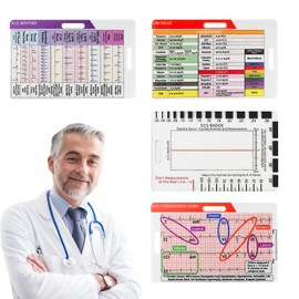 4 Pcs ECG Ruler Set - Transparent ECG 7 Step Ruler, Dual-Sided ECG Card, Badge Pocket ECG Card, ECG/EKG Rapid Analysis Measurement Tool for Student Nurse Essentials Paramedic Accessories